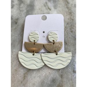 Half Moon Winter White and Gold Earrings #winter white